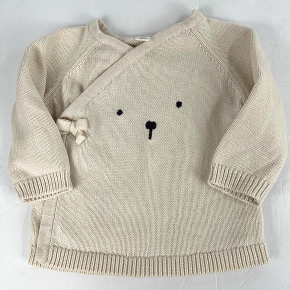 Marks & Spencer Cute Infant 2 Piece Set Natural Cotton Wrap Top and Bottoms Bear - Picture 2 of 15